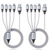 Picture of Multi Charging Cable, USB Cable 3A 4FT Nylon Braided Universal 4in1 Charger Adapter Type-C/Micro Port, Compatible with Cell Phones and More (Silver, 2Pack)