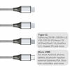 Picture of Multi Charging Cable, USB Cable 3A 4FT Nylon Braided Universal 4in1 Charger Adapter Type-C/Micro Port, Compatible with Cell Phones and More (Silver, 2Pack)