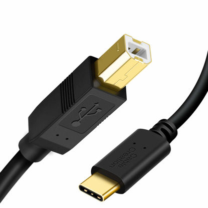 Picture of CableCreation USB B to USB C Printer Cable 6.6FT, Type B to Type C Printer Cord for MacBook Pro, Air, MIDI Cable for Yamaha Casio Digital Piano, MIDI Keyboard, DJ Controller, DAC to iPad - 2M, Black