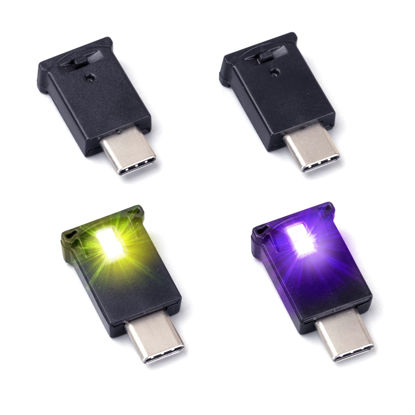 Picture of AOZITA Mini USB Type C LED RGB Light Brightness Adjustable 8 Color Changeable for Car, Laptop, Keyboard. Atmosphere Smart Type-C Night Lamp for Home Decoration (Quantity: 4)