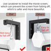 Picture of POROHOM Black Universal Projector Screen L-Bracket Wall Hanging Mount 6 inch Adjustable Extension with Hook Manual, for Wall or Ceiling Mount Home Projector and Movie Screens, 80 Lb Capacity Each