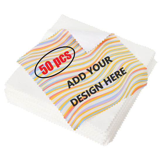 Picture of Muka 50 Pcs 6" x 6" Custom Sublimation Full Color Print Microfiber Cleaning Cloth for Eyeglasses/Camera Lens/Cell Phones-5.9" x 5.9"