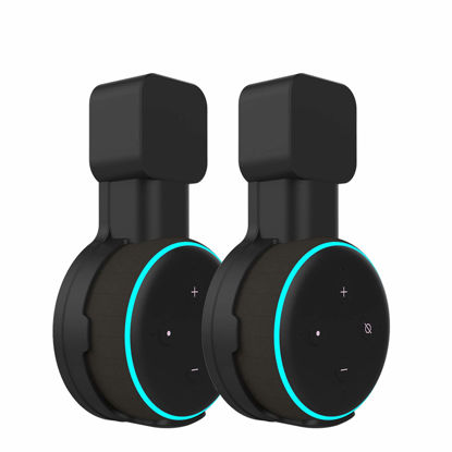 Picture of Suixing Outlet Wall Mount Holder Hanger for Echo Dot 3rd Gen, A Space-Saving with Cord Management for Smart Speakers Hide Messy Wires Place on Kitchen Bedroom & Bathroom(Black, 2Pack)