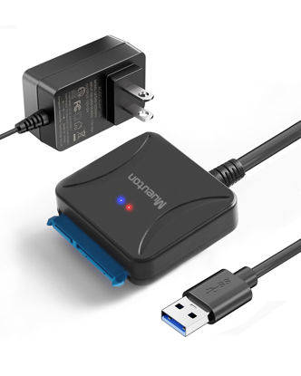 Picture of Mueuton SATA to USB Adapter, USB 3.0 to SATA III Hard Drive Adapter, SATA to USB, Hard Drive Reader for 2.5/3.5 inch HDD SSD UASP with 12V/2A Power Adapter