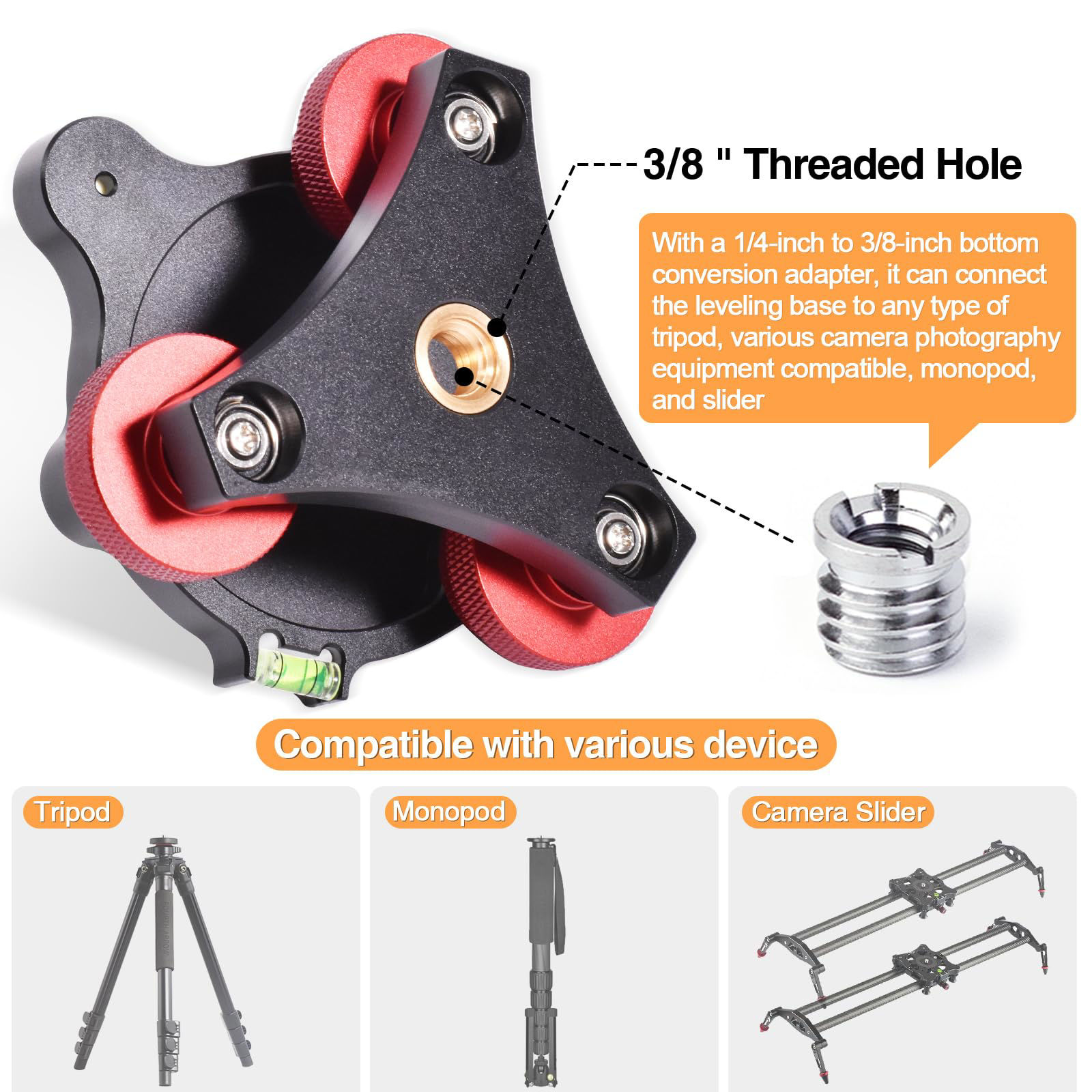 GetUSCart- Tripod Leveling Base,Tripod Head Leveling Base Camera ...