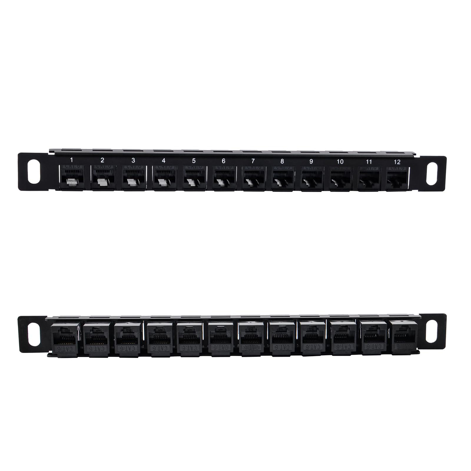 GeeekPi 12 Port Patch Panel, 0.5U CAT6 Network Patch Panel for DeskPi RackMate T1/T0/T2 Rackmount and 10 Inch Server Rack/Network Cabinet (Wit
