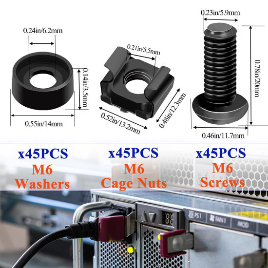 GetUSCart- Sunxeke 45 Pack M6 x 16mm Rack Mount Screws,Cage Nuts for ...