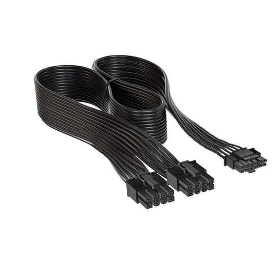 Picture of 600W PCIe 5.0 / Gen 5 12VHPWR PSU Cable for Corsair - Fits Type-4 PSUs Dual 8-pin PCIe - 12+4pin Connector GPUs (Black)
