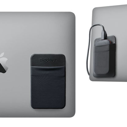 Picture of Slipdrive - Portable Hard Drive Sleeve for Laptop - SSD Solid State Drive - Reusable Adhesive - Stick on External Hard Drive Carrying Case - Pocket Pouch (Small, Black)