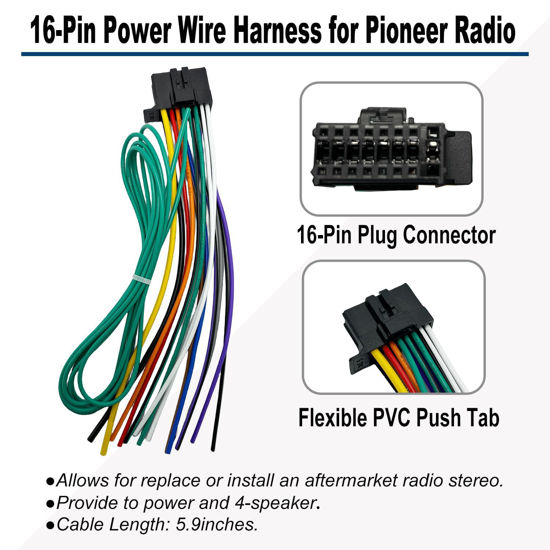 PIONEER SPH-DA130DAB -Car Radio Stereo 16 Pin Power Wiring Harness...