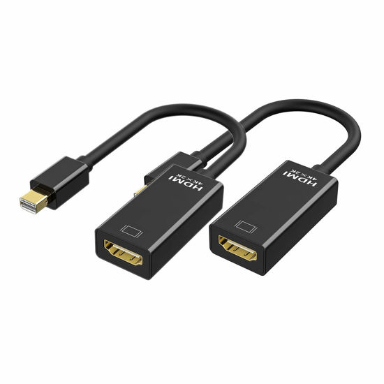 Picture of QLKUNLA Mini DisplayPort to HDMI Adaptor 2 Pack Mini DP(Thunderbolt Compatible) to HDMI 4Kx2K Converter Gold-Plated Cord for MacBook Pro, MacBook Air, Mac Mini, Microsoft Surface Pro 3/4