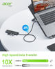 Picture of Acer USB Hub 4 Ports, Multiple USB 3.0 Hub, USB A Splitter for Laptop with USB C Power Port, USB Extender for A Port Laptop, Windows, Linux, Acer PC and More (2ft)