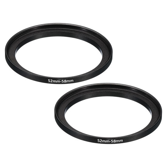 Picture of PATIKIL 52mm-58mm Metal Step Up Ring, 2 Pack Camera Lens Filter Adapter Ring Aluminum Filter Adapter Ring for Camera Lenses Hood, Black