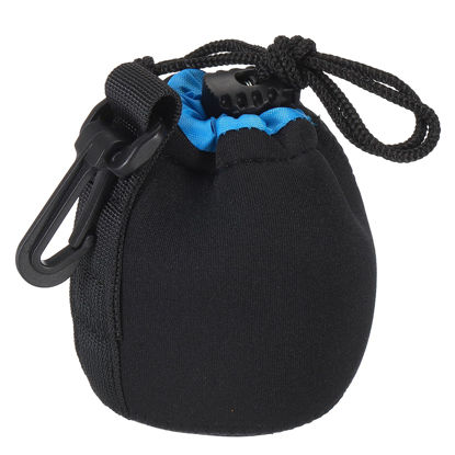 Picture of PATIKIL Camera Lens Bag, 2.8" IDx3.9 H Drawstring Lens Pouch with Thick Protective Neoprene, Lens Case for DSLR Camera Lens, Water Coffee Cups, Black, Blue