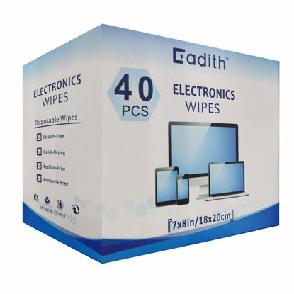 Picture of Screen Cleaner Cadith Electronic Wipes - Safely Clean Your Computer, Laptop, TV, Phone, and Tablet Screens - All Electronic Equipment - 8x7 Inches Screen Wipes(40PCS)