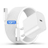 Picture of iPhone 15 Fast Charger and 10ft Type C to C Cable Cord Long, 20W USB C Charging Block for Apple iPhone 16 Plus/15 Pro Max/iPad Pro Wall Plug Power Adapter Cube Brick 12.9/11 inch/Air 4th/6 Gen/Mini
