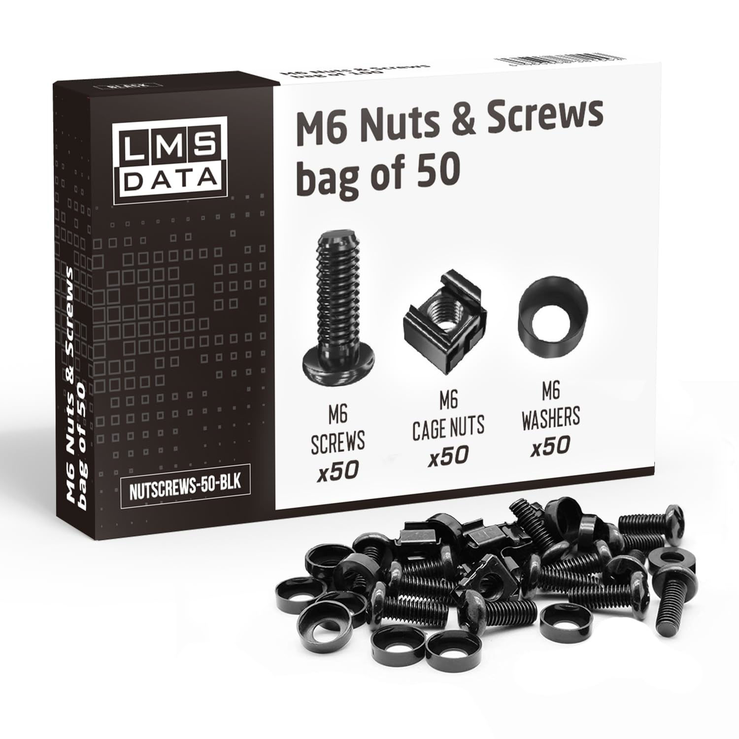 GetUSCart- 50 Pack of Black M6 Cage Nuts & Screws for Rack Mount ...