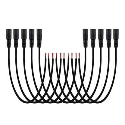 Picture of SIM&NAT DC Female 5.5mmx2.1mm Power Jack Adapter Plug Pigtail Cable, 20inch DC Power Pigtail Female Jack Wire for CCTV Security Camera, DVR, HDVD, LED Strip Light, Low Voltage Application, Pack of 10