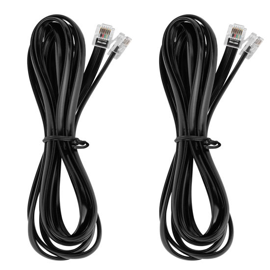 Picture of LanSenSu RJ12 Cable Phone Cord RJ12 6P6C Male to Male Straight Wired for Both Data and Voice Use - 2Pack (Black, 6.6FT)