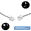 Picture of LanSenSu Telephone landline Extension Cord Cable Cord with Standard RJ-11 6P4C Plug (6Ft-3Pack-Silver, Silver)