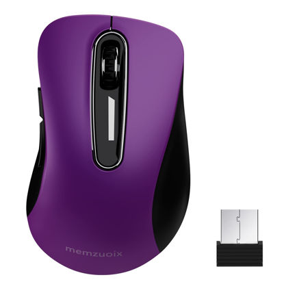 Picture of memzuoix 2.4G Wireless Mouse, 1200 DPI Computer Mouse with USB Receiver, Portable Wireless USB Mouse Battery Powered Cordless Mouse for Laptop, PC, Desktop, 5 Buttons, Purple