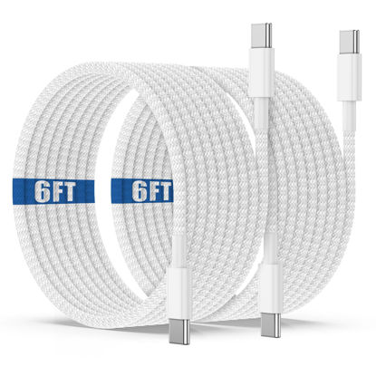 Picture of USB C to C Charging Cable 6ft, 60W Fast Type C to C Charger Cord Long for Apple iPhone 15 Plus/15 Pro Max, MacBook Pro 2021/2020/2019/2018,iPad 12.9/11 inch/Mini/Air 5/4,Samsung Galaxy S23+/S23 Ultra
