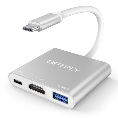 Picture of USB C to HDMI Adapter, 3-in-1 USBC Digital AV Multiport Adapter, USB Type C Converter to 4K@30Hz HDMI, USB 3.0, 100W PD for MacBook Pro/Air,iPad Pro Chromebook,Acer,HP,Dell,Surface,Samsung