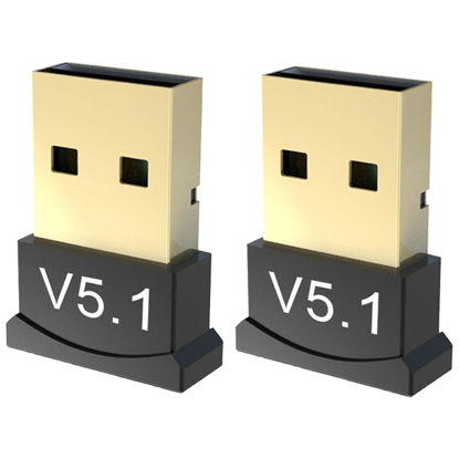 Picture of 2 Pack Bluetooth 5.1 EDR USB Adapter for PC Receiver - Transmitter for Computer Desktop, Compatible with Laptop, Headset, Speaker, Keyboard, Mouse, Printer, Windows7/10/11