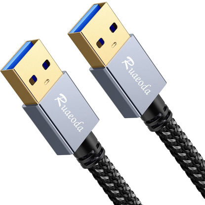 Picture of Ruaeoda USB to USB Cable 3 ft, USB 3.0 Male to Male Type A to A Double Sided USB Cord for Data Transfer,Hard Drive,Laptop,DVD,TV,USB Hub and More