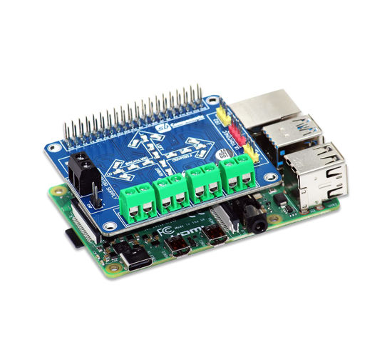 Picture of SB New Motorshield for Raspberry Pi 3,2,1 and Zero This Expansion Board can Control up to 4 Motors or 2 Stepper Motor, 2 IR sensors and a Single ultrasonic Sensor.