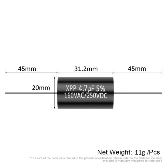 Dyfrio 2PCS Capacitor Frequency Divider Capacitance Audio Speaker Capacitor With Pure Copper Wire Pins 2 2uf