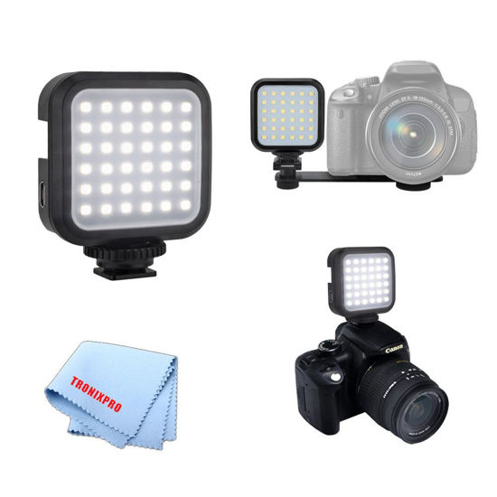 Picture of Universal Mini Portable Rechargeable USB LED Light for DSLR Cameras with Micro USB Cable for Nikon, Canon, Panasonic, Sony, Olympus, Fujifilm, Pentax Cameras & More