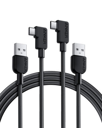 Picture of Anker Cable [2 Pack 6ft], Right Angle USB A to USB C Braided Cable, Durable 90 Degree Type C Cord for Samsung Galaxy Note 10,LG V30 (USB 2.0, Black)