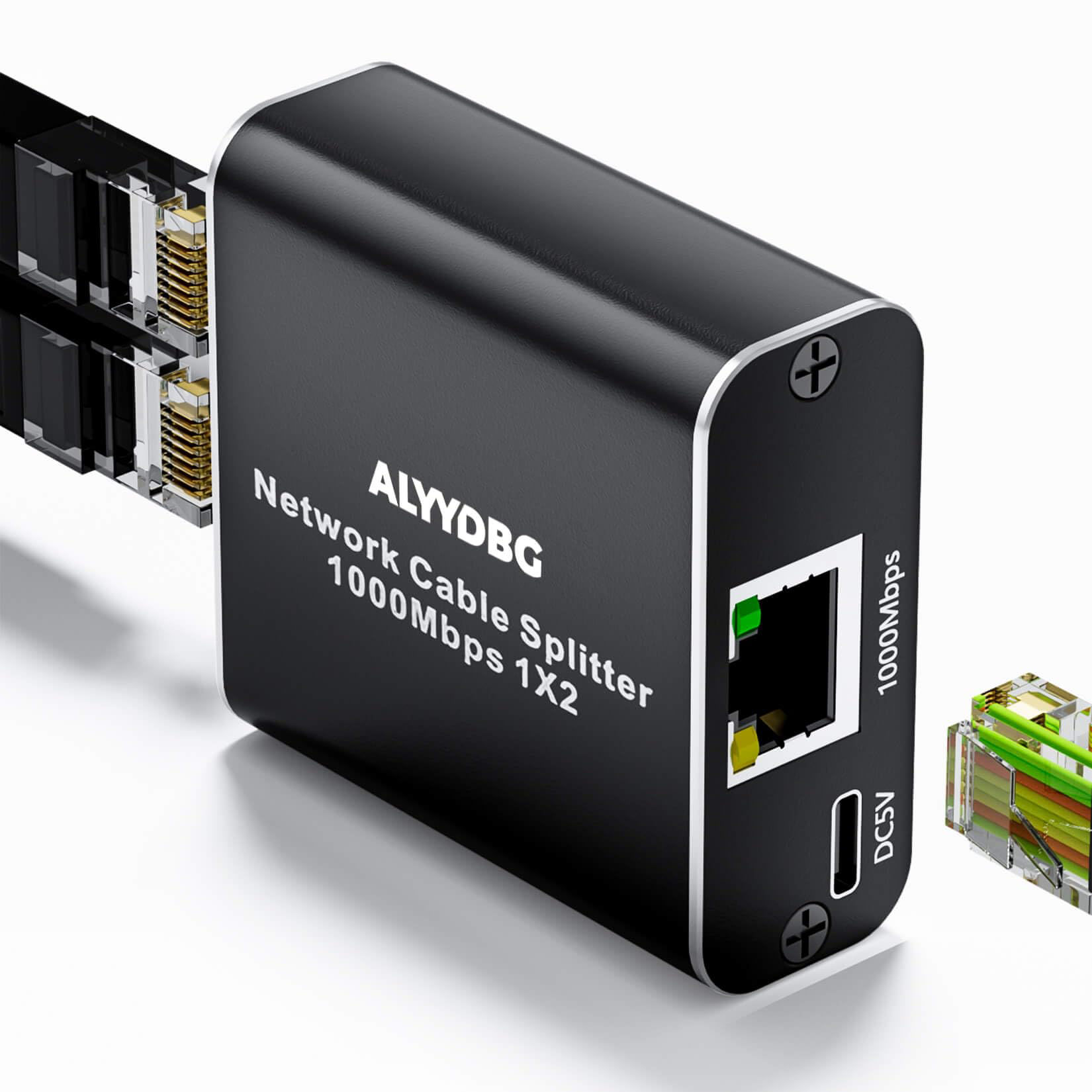 GetUSCart- ALYYDBG Ethernet Splitter 1 to 2, 1000Mbps RJ45 Splitter ...