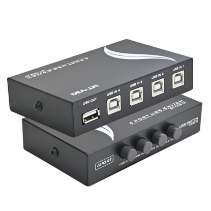 Picture of OLLGEN 4 Port USB 2.0 Sharing Manual Switch Box Hub 4 PCS Share Switcher 1 USB Device for Printer Scanner Camera Keyboard (4 Port)