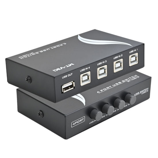 Picture of OLLGEN 4 Port USB 2.0 Sharing Manual Switch Box Hub 4 PCS Share Switcher 1 USB Device for Printer Scanner Camera Keyboard (4 Port)