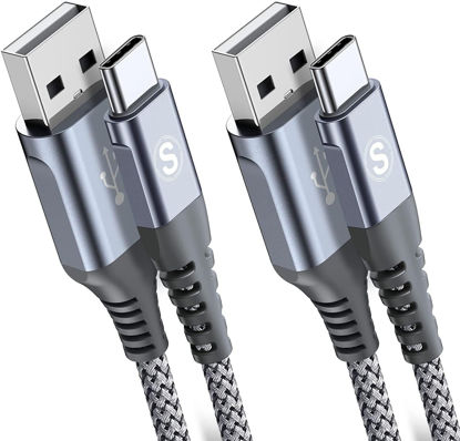 Picture of sweguard USB Type C Charger Cable [2-Pack,6.6ft+6.6ft] iPhone 15 Charger Nylon Braided USB Cord for iPhone 15 Pro Max Samsung Galaxy S23 S22 S21 S20 S10 S9 S8+ Note 20 Flip A53 A54 Pixel LG Moto PS5