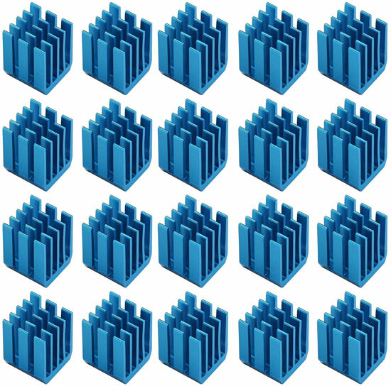 Picture of Easycargo 30pcs 3D Printer Heatsink Kit + 3M 8810 Thermal Adhesive Tape, Anodized Aluminum Heatsink 3D Printer Cooler for Cooling TMC2130 TMC2100 A4988 DRV8825 TMC2208 Stepper Motor Driver Module