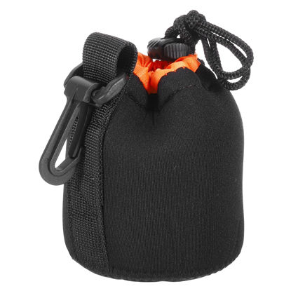 Picture of PATIKIL Camera Lens Bag, 3.1" IDx3.9 H Drawstring Lens Pouch with Thick Protective Neoprene, Lens Case for DSLR Camera Lens, Water Coffee Cups, Black Orange