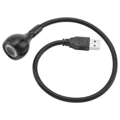 Picture of USB LED Lamp, Long Flexible Neck Desk USB Light Portable USB Gooseneck Light for Home School Office Night Studying 1W(Black B)