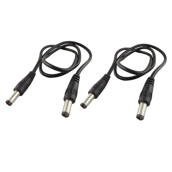 Picture of UpperFu 2pcs DC Power Plug 5.5mm x 2.5mm Male Plug to 5.5 x 2.1mm Male Adapter Connector Cable Cord 60cm 18AWG for LED Strip, Surveillance Camera,CCTV Security Camera,LED Display,IP Camera,DVR,Router
