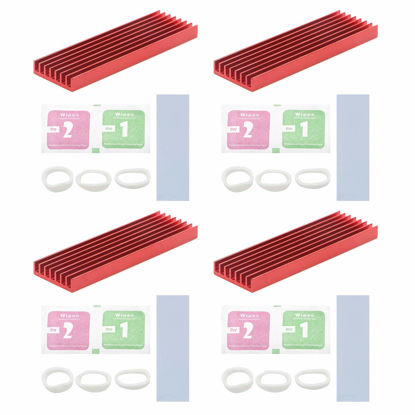 Picture of Unxuey 4Pcs Set 2.75 x 0.86 x 0.23 Inch Red M.2 Solid State Hard Disk Heat Sink with Thermal Pad Computer Notebook NGFF Radiator Heatsink for Router, CPU, North and South Bridge Chip,etc