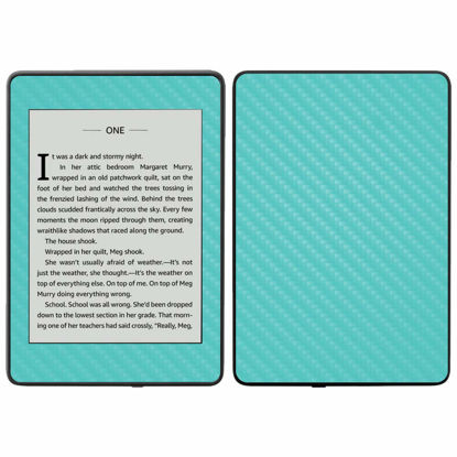 Picture of MightySkins Carbon Fiber Skin for Amazon Kindle Paperwhite 2018 (Waterproof Model) - Solid Baby Blue | Protective, Durable Textured Carbon Fiber Finish | Easy to Apply, Remove| Made in The USA