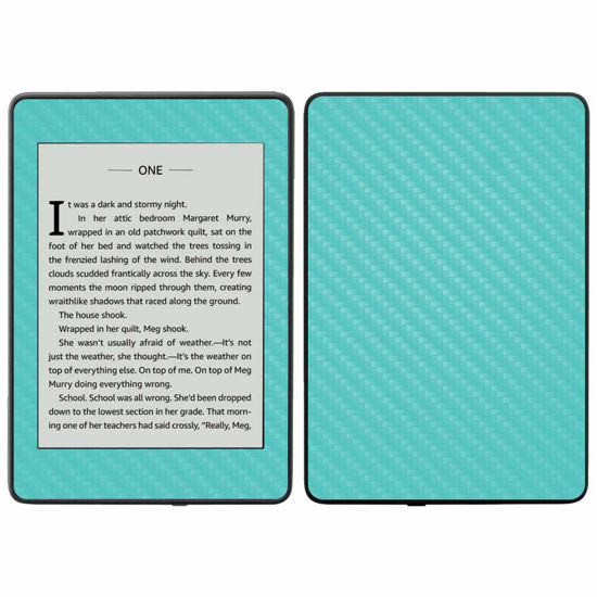 Picture of MightySkins Carbon Fiber Skin for Amazon Kindle Paperwhite 2018 (Waterproof Model) - Solid Baby Blue | Protective, Durable Textured Carbon Fiber Finish | Easy to Apply, Remove| Made in The USA
