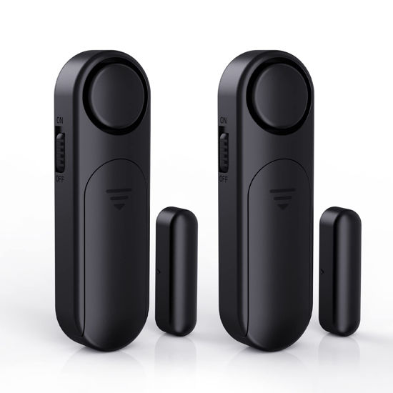 Picture of Door Alarm When Opened (2 Pack), 120dB Door and Window Open Sensor for Home Security/Kid Safety/Pool Safety, Sliding Front Door Opening Sensor Alert for Garage/Apartment/Business Office Entry,Black
