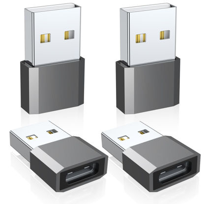 Picture of QianLink USB C to USB Male Adapter 4 Pack, Type C Charging Cord Connect USB A Charger for iPhone 15 14 13 12 11 Pro Max Plus, iPad Pro Air 4 5 Mini 6, Samsung Galaxy S24 S23 S22 S21 S20 Ultra, Pixel