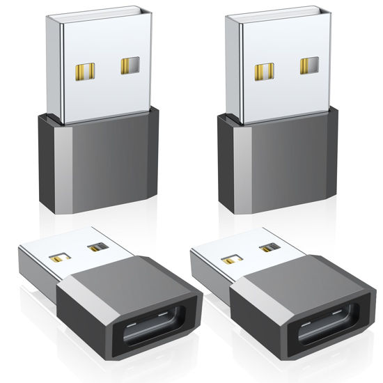 Picture of QianLink USB C to USB Male Adapter 4 Pack, Type C Charging Cord Connect USB A Charger for iPhone 15 14 13 12 11 Pro Max Plus, iPad Pro Air 4 5 Mini 6, Samsung Galaxy S24 S23 S22 S21 S20 Ultra, Pixel