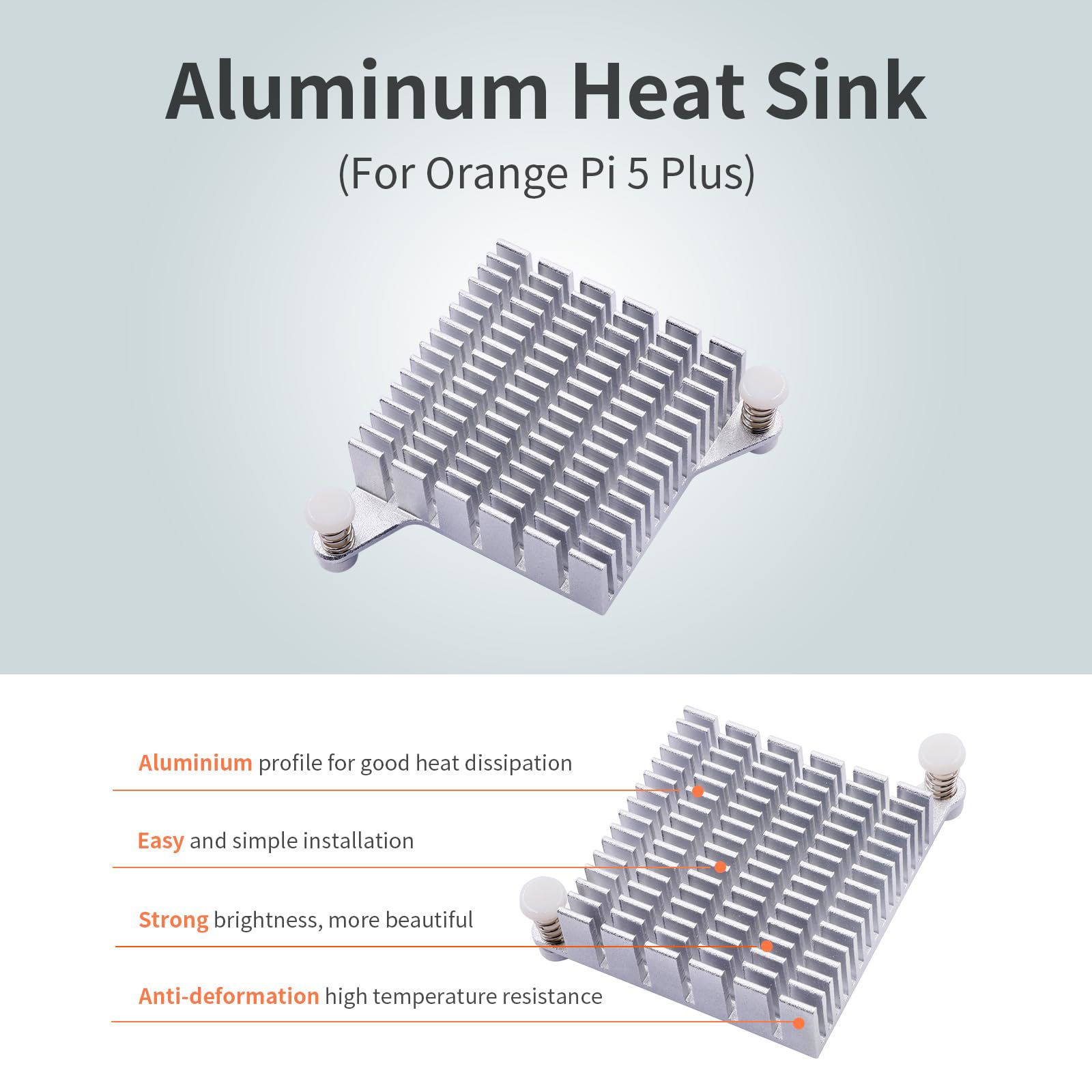 GetUSCart Orange Pi 5 Plus Aluminum Heat Sink, Only Compatible Orange