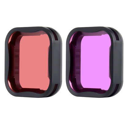 Picture of YALLSAME Dive Filter for GoPro Hero 7 6 5 Black Lens Filter in Color Red & Magenta Ideal for Diving Snorkeling Lens Filter Set Underwater Accessories for Go Pro 7 6 5 Black (2 Pack)