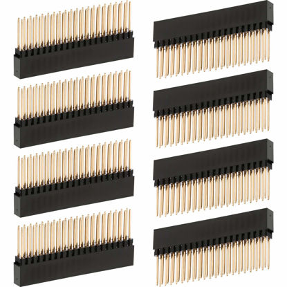 Picture of Frienda 8 pcs 2 x 20 (40 Pin) Extra Tall Female 0.1 Inch Pitch Stacking Header Compatible with Raspberry Pi A+/B+/Pi 2/Pi 3 Extra Tall Header